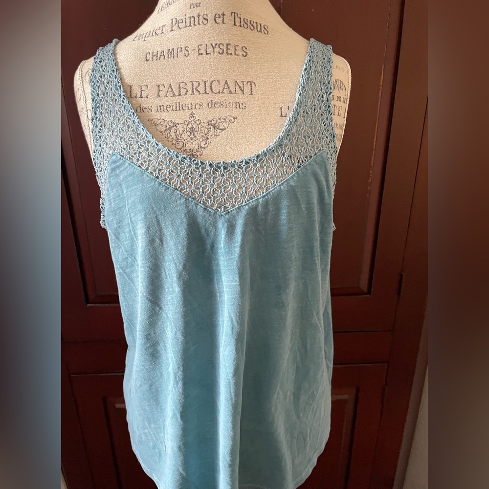 Mossimo Supply Co. Light Blue Crochet Yoke Tank